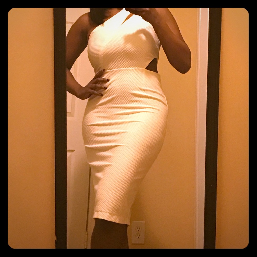 ASOS White Midi Dress with Cutouts